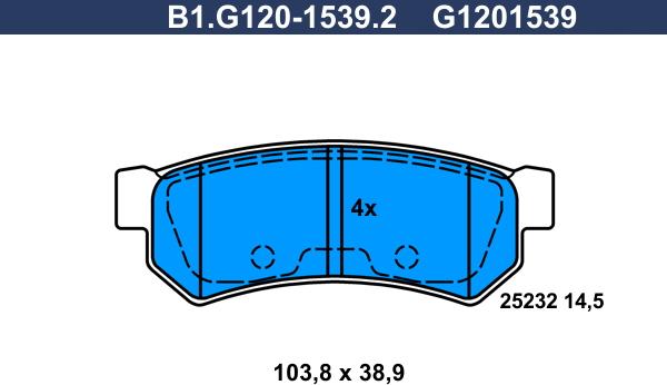 Galfer B1.G120-1539.2 - Гальмівні колодки, дискові гальма autozip.com.ua