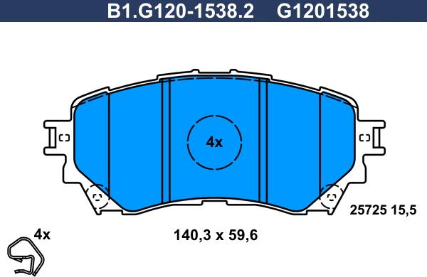 Galfer B1.G120-1538.2 - Гальмівні колодки, дискові гальма autozip.com.ua