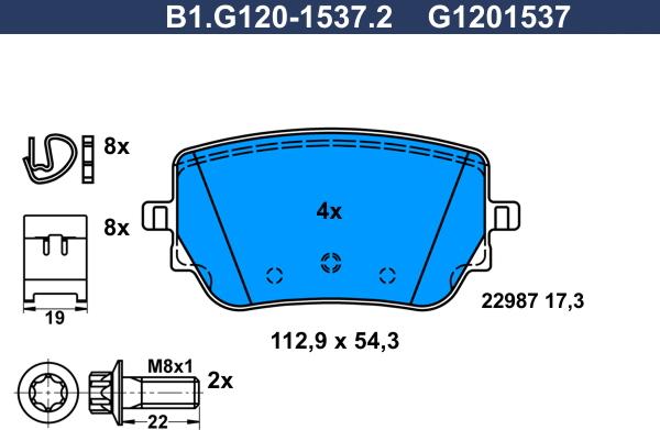 Galfer B1.G120-1537.2 - Гальмівні колодки, дискові гальма autozip.com.ua