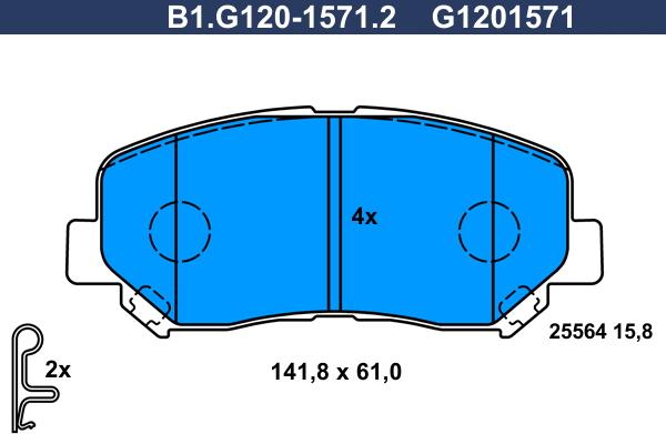 Galfer B1.G120-1571.2 - Гальмівні колодки, дискові гальма autozip.com.ua