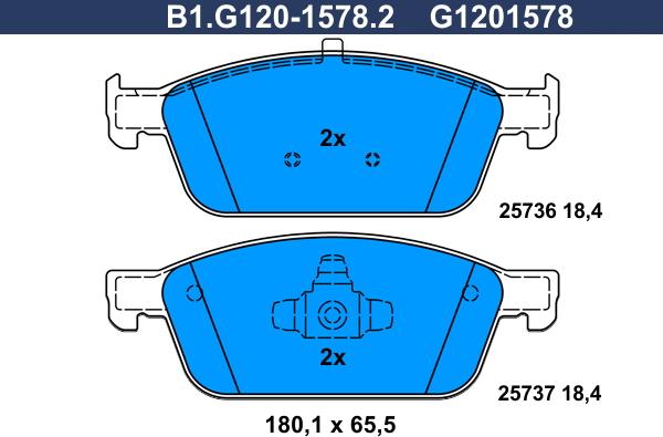 Galfer B1.G120-1578.2 - Гальмівні колодки, дискові гальма autozip.com.ua