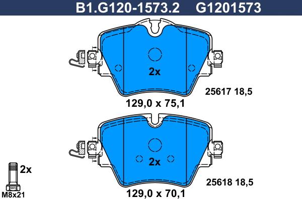 Galfer B1.G120-1573.2 - Гальмівні колодки, дискові гальма autozip.com.ua