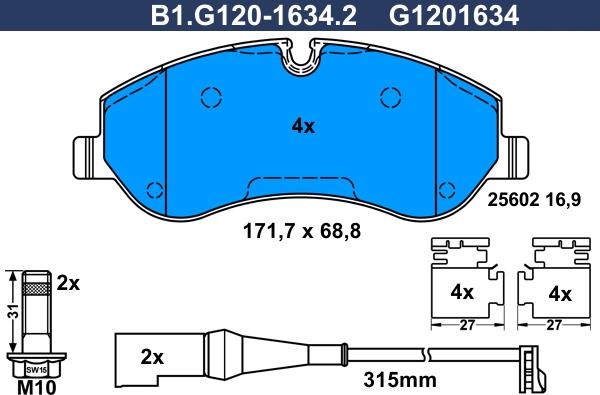 Galfer B1.G120-1634.2 - Гальмівні колодки, дискові гальма autozip.com.ua