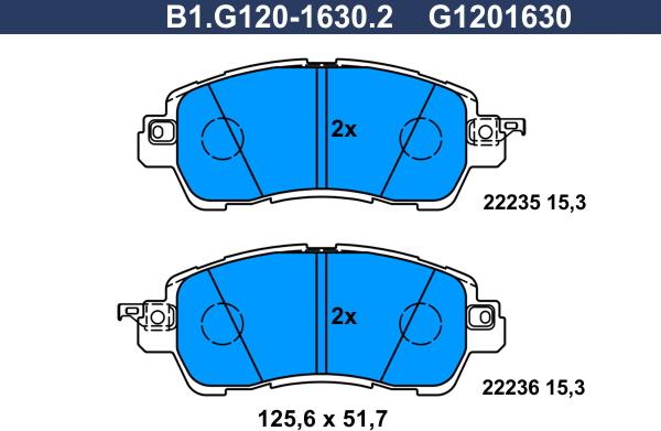 Galfer B1.G120-1630.2 - Гальмівні колодки, дискові гальма autozip.com.ua