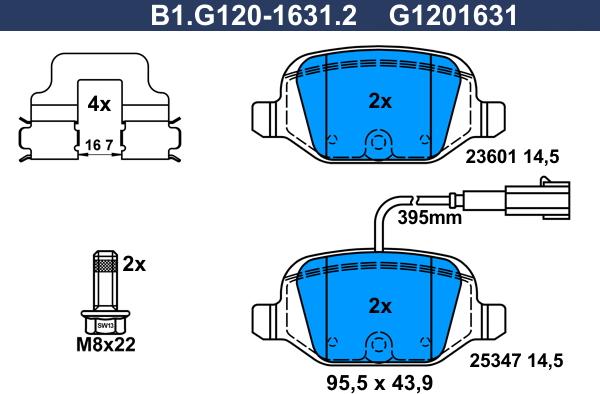 Galfer B1.G120-1631.2 - Гальмівні колодки, дискові гальма autozip.com.ua