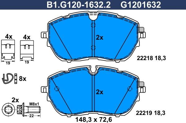 Galfer B1.G120-1632.2 - Гальмівні колодки, дискові гальма autozip.com.ua