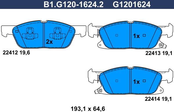 Galfer B1.G120-1624.2 - Гальмівні колодки, дискові гальма autozip.com.ua