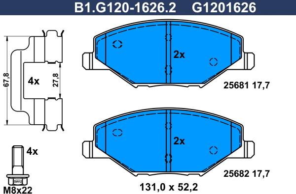 Galfer B1.G120-1626.2 - Гальмівні колодки, дискові гальма autozip.com.ua