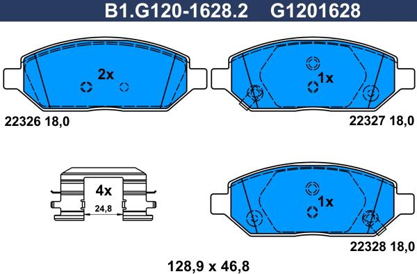 Galfer B1.G120-1628.2 - Гальмівні колодки, дискові гальма autozip.com.ua
