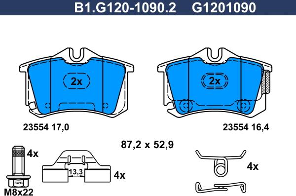 Galfer B1.G120-1090.2 - Гальмівні колодки, дискові гальма autozip.com.ua