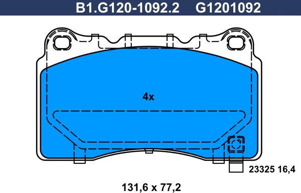 Galfer B1.G120-1092.2 - Гальмівні колодки, дискові гальма autozip.com.ua