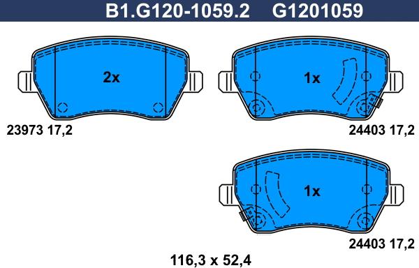 Galfer B1.G120-1059.2 - Гальмівні колодки, дискові гальма autozip.com.ua