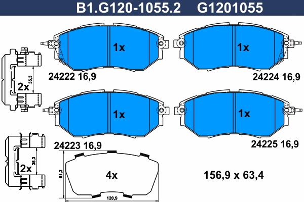 Galfer B1.G120-1055.2 - Гальмівні колодки, дискові гальма autozip.com.ua