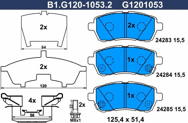 Galfer B1.G120-1053.2 - Гальмівні колодки, дискові гальма autozip.com.ua