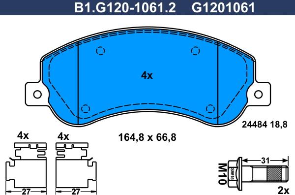 Galfer B1.G120-1061.2 - Гальмівні колодки, дискові гальма autozip.com.ua