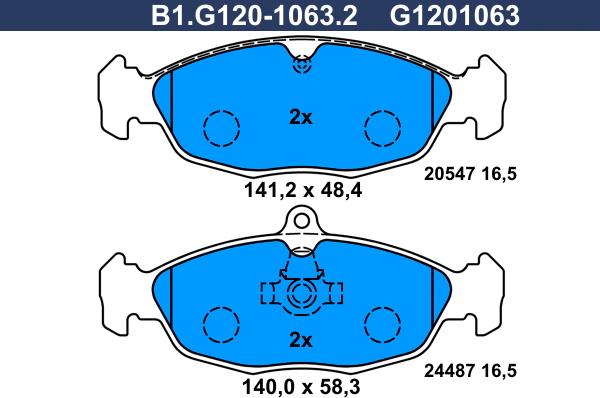 Galfer B1.G120-1063.2 - Гальмівні колодки, дискові гальма autozip.com.ua