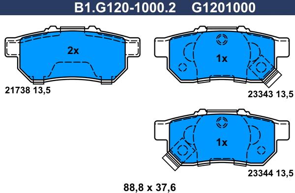 Galfer B1.G120-1000.2 - Гальмівні колодки, дискові гальма autozip.com.ua