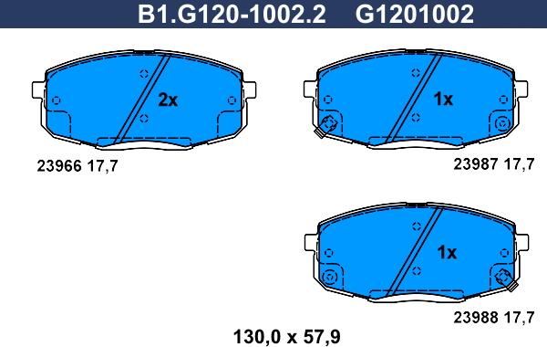 Galfer B1.G120-1002.2 - Гальмівні колодки, дискові гальма autozip.com.ua