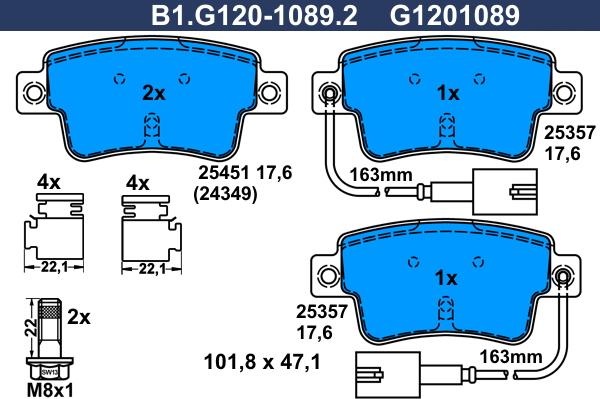 Galfer B1.G120-1089.2 - Гальмівні колодки, дискові гальма autozip.com.ua