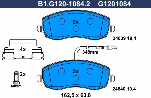 Galfer B1.G120-1084.2 - Гальмівні колодки, дискові гальма autozip.com.ua