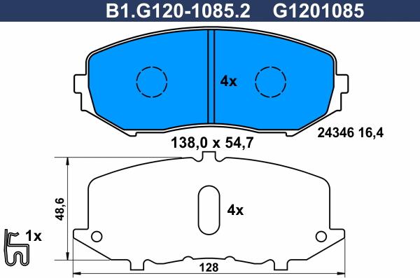 Galfer B1.G120-1085.2 - Гальмівні колодки, дискові гальма autozip.com.ua