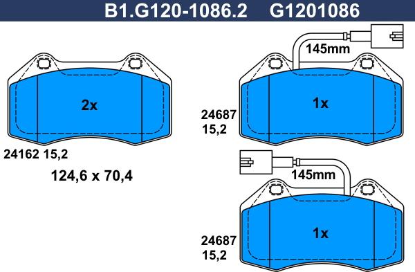 Galfer B1.G120-1086.2 - Гальмівні колодки, дискові гальма autozip.com.ua