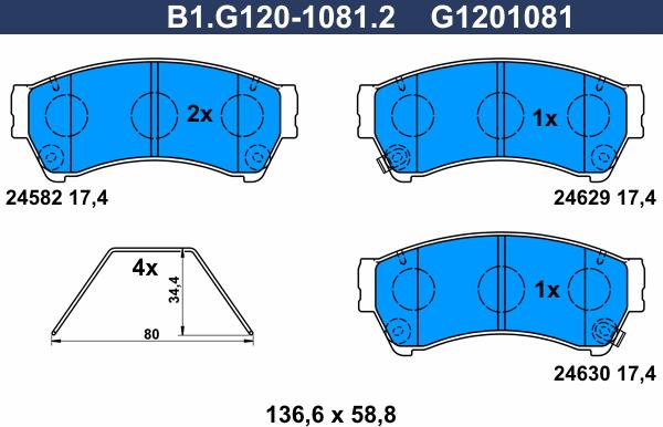 Galfer B1.G120-1081.2 - Гальмівні колодки, дискові гальма autozip.com.ua