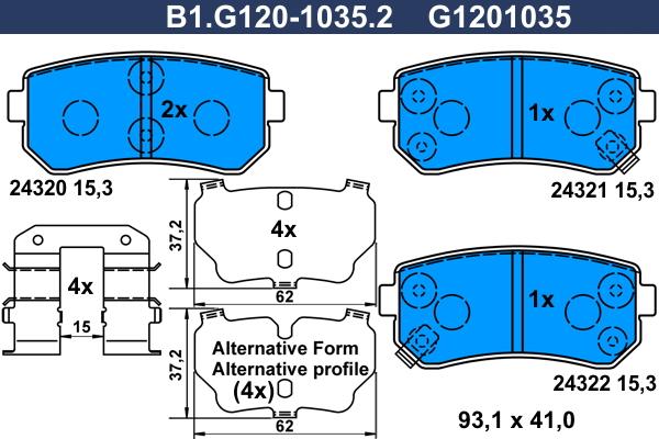 Galfer B1.G120-1035.2 - Гальмівні колодки, дискові гальма autozip.com.ua