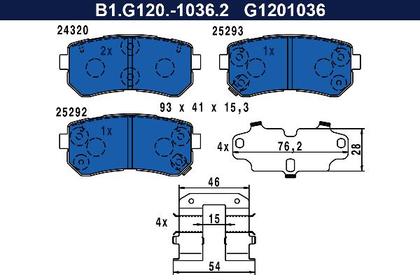 Galfer B1.G120-1036.2 - Гальмівні колодки, дискові гальма autozip.com.ua