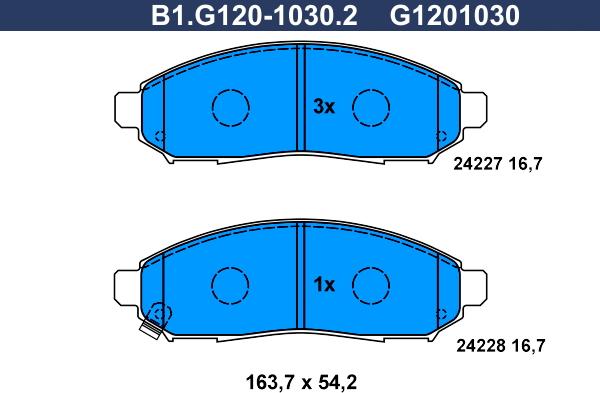 Galfer B1.G120-1030.2 - Гальмівні колодки, дискові гальма autozip.com.ua