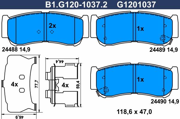 Galfer B1.G120-1037.2 - Гальмівні колодки, дискові гальма autozip.com.ua