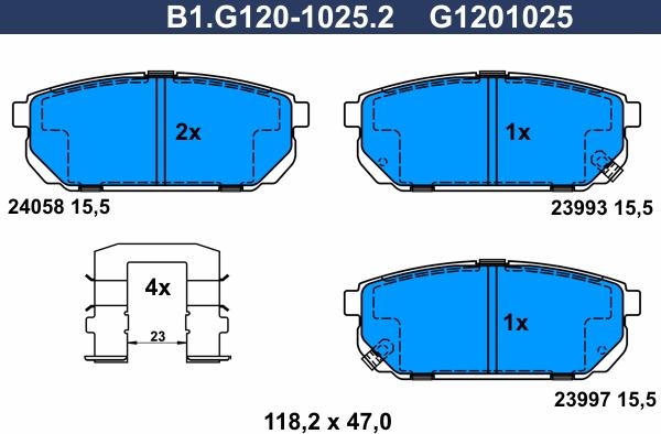 Galfer B1.G120-1025.2 - Гальмівні колодки, дискові гальма autozip.com.ua