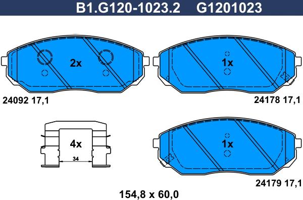 Galfer B1.G120-1023.2 - Гальмівні колодки, дискові гальма autozip.com.ua