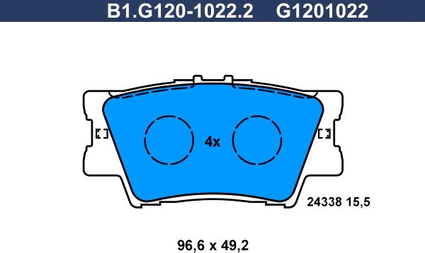 Galfer B1.G120-1022.2 - Гальмівні колодки, дискові гальма autozip.com.ua