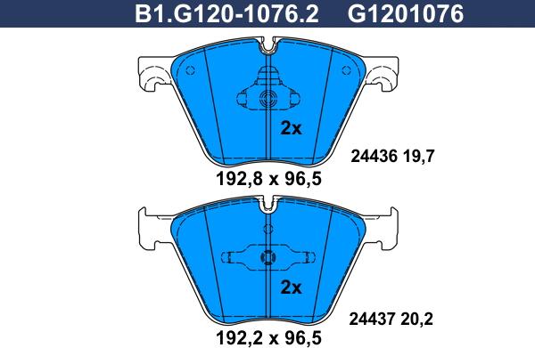 Galfer B1.G120-1076.2 - Гальмівні колодки, дискові гальма autozip.com.ua