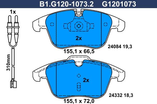 Galfer B1.G120-1073.2 - Гальмівні колодки, дискові гальма autozip.com.ua