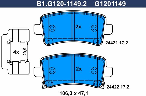 Galfer B1.G120-1149.2 - Гальмівні колодки, дискові гальма autozip.com.ua