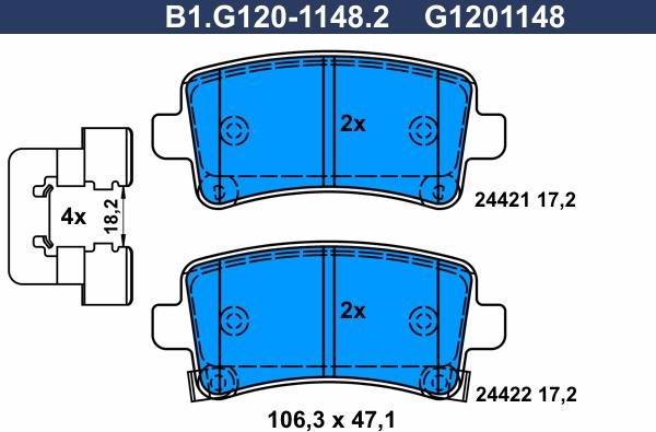 Galfer B1.G120-1148.2 - Гальмівні колодки, дискові гальма autozip.com.ua