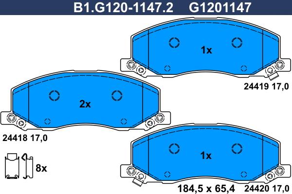 Galfer B1.G120-1147.2 - Гальмівні колодки, дискові гальма autozip.com.ua