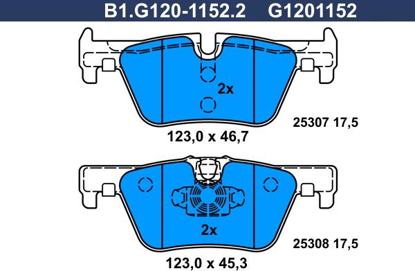 Galfer B1.G120-1152.2 - Гальмівні колодки, дискові гальма autozip.com.ua