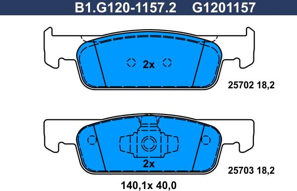 Galfer B1.G120-1157.2 - Гальмівні колодки, дискові гальма autozip.com.ua