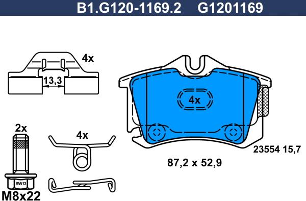 Galfer B1.G120-1169.2 - Гальмівні колодки, дискові гальма autozip.com.ua