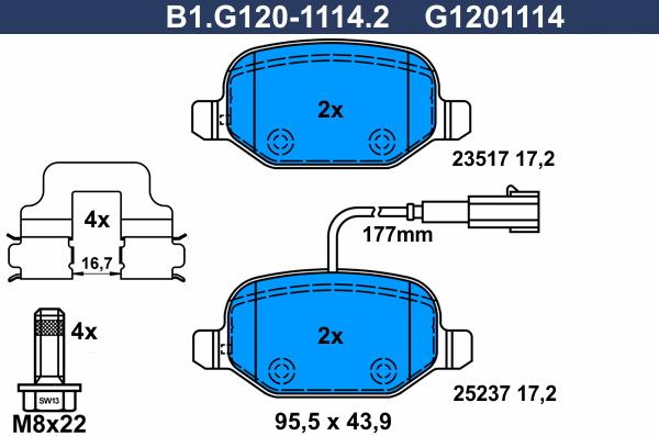 Galfer B1.G120-1114.2 - Гальмівні колодки, дискові гальма autozip.com.ua