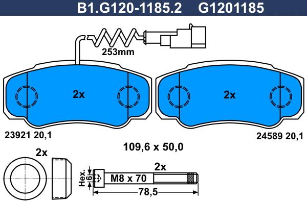 Galfer B1.G120-1185.2 - Гальмівні колодки, дискові гальма autozip.com.ua