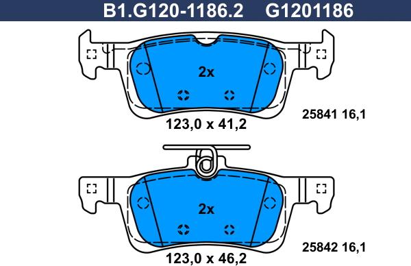 Galfer B1.G120-1186.2 - Гальмівні колодки, дискові гальма autozip.com.ua