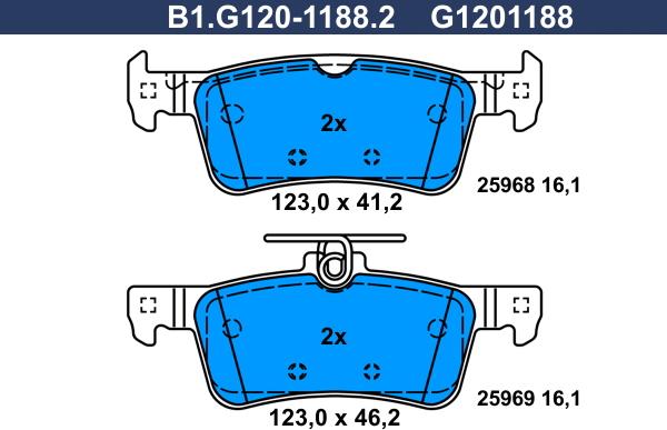 Galfer B1.G120-1188.2 - Гальмівні колодки, дискові гальма autozip.com.ua