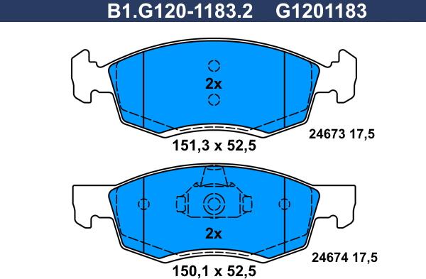Galfer B1.G120-1183.2 - Гальмівні колодки, дискові гальма autozip.com.ua