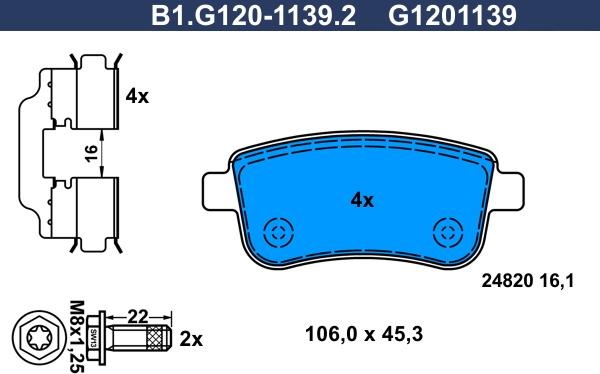 Galfer B1.G120-1139.2 - Гальмівні колодки, дискові гальма autozip.com.ua