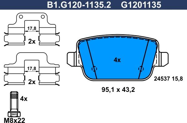 Galfer B1.G120-1135.2 - Гальмівні колодки, дискові гальма autozip.com.ua