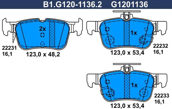 Galfer B1.G120-1136.2 - Гальмівні колодки, дискові гальма autozip.com.ua